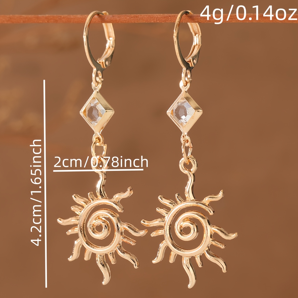 Bohemian Rhombus Cut Zirconia Spiral Pendant Earrings
